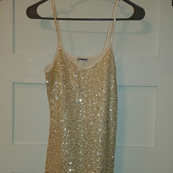Express Tops - Express gold sequin dressy tank top